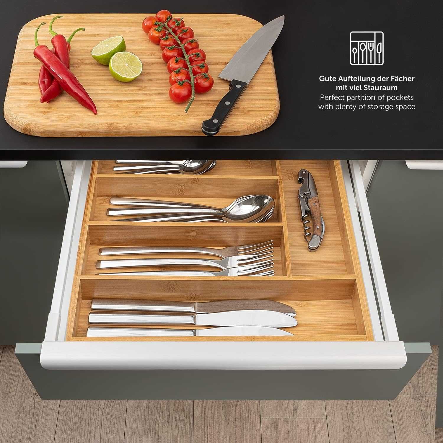Organizator bambus 5 compartimente tacamuri/unelte, REDUS de la 120RON