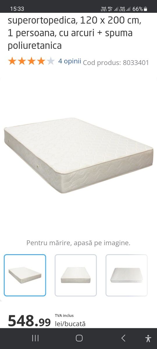 Vând Saltea de pat 200  x 120 Preț  350 lei