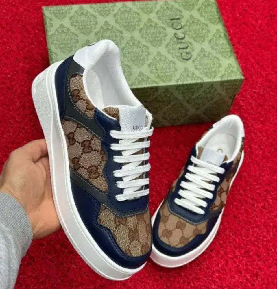 Adidasi Gucci Trainer brown piele