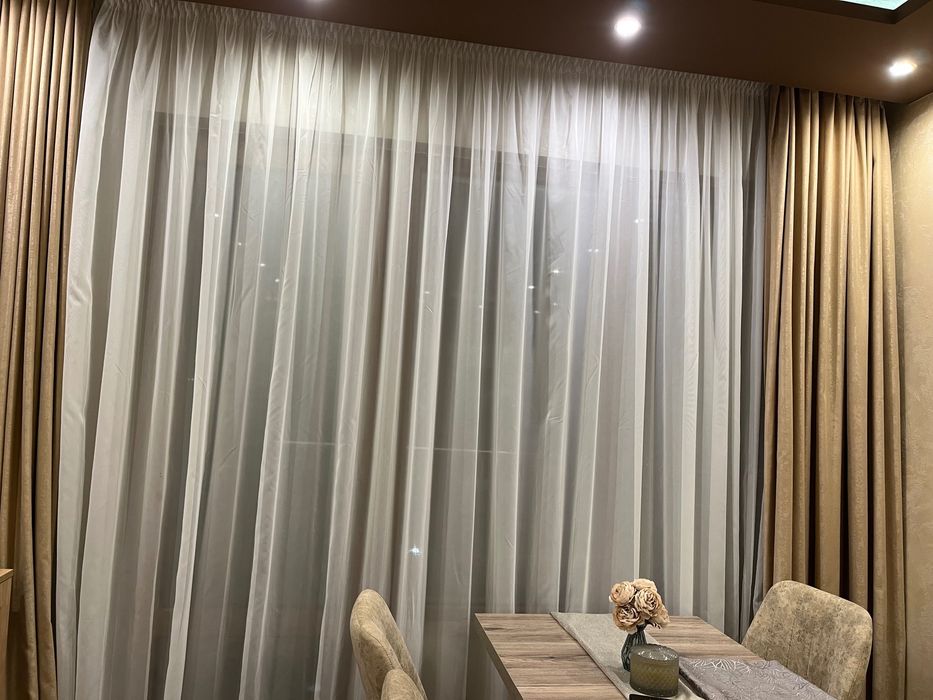 Тънко перде готово ушито с кукички 2бр / воал пердета