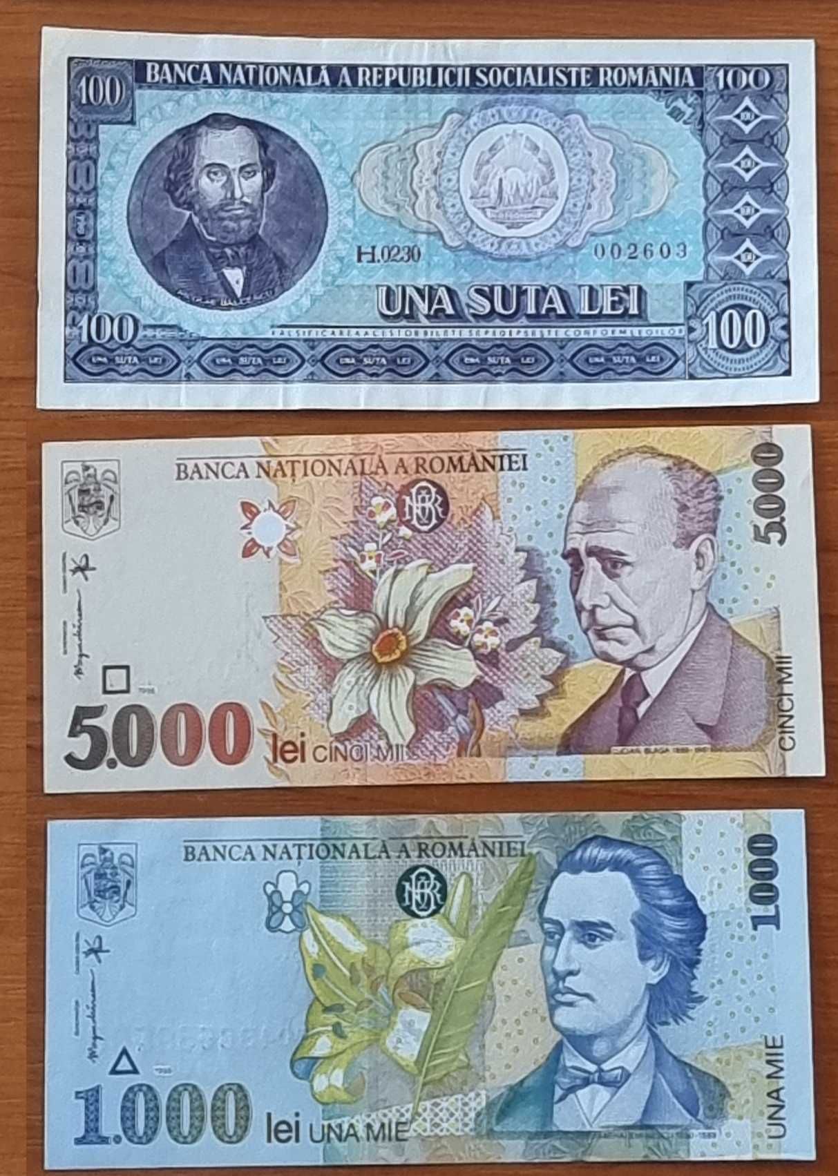 Colectie bancnote vechi romanesti - 100 LEI, Eclipsa, 1000, 5000 LEI
