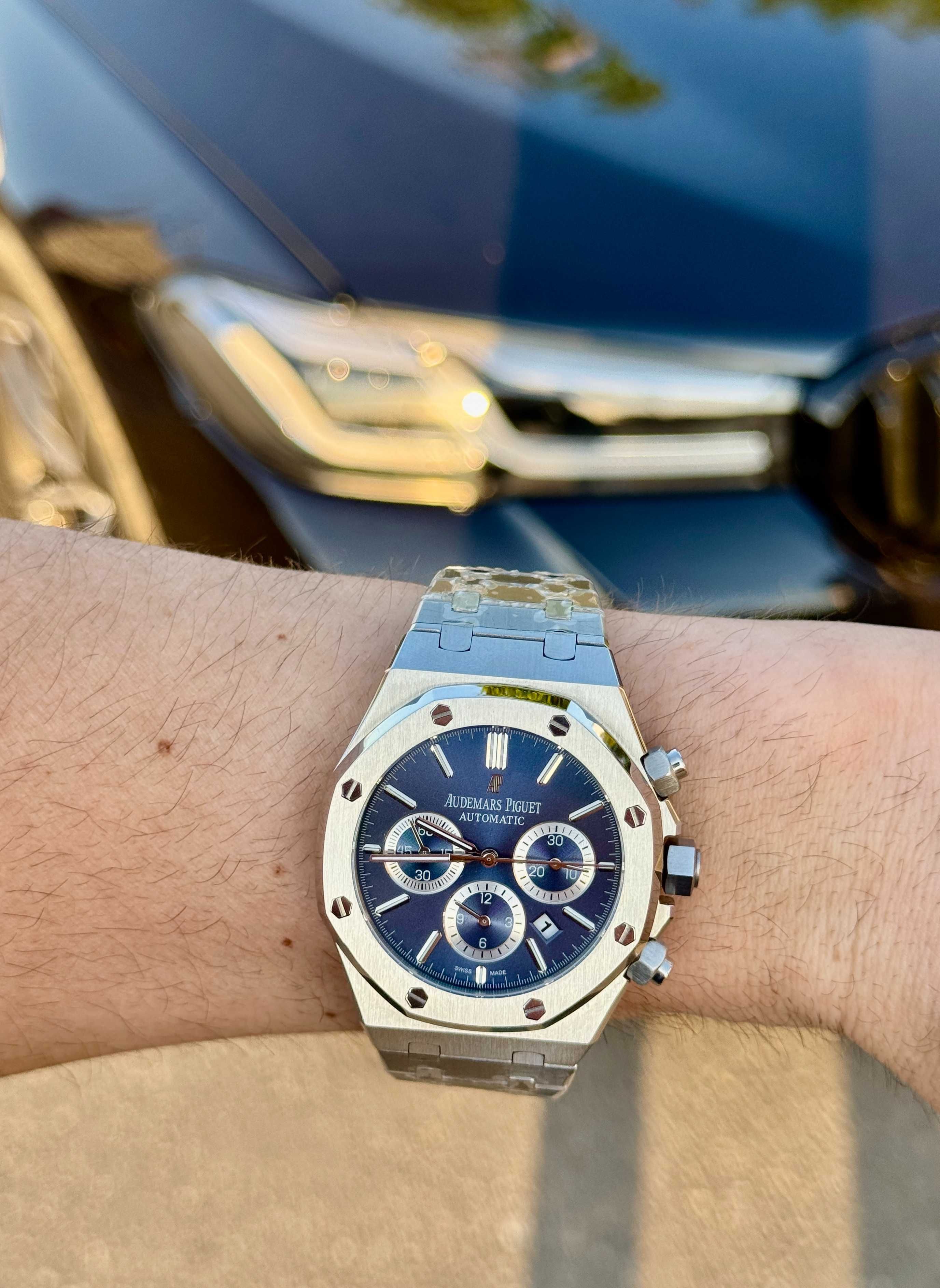 audemars piguet royal oak silver blue automatic