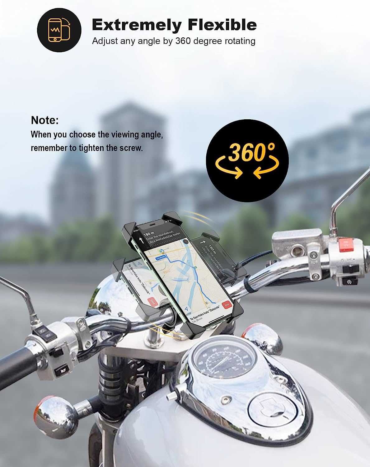 Grefay Държач за телефон за велосипед,за мотоциклет,с въртене на 360°
