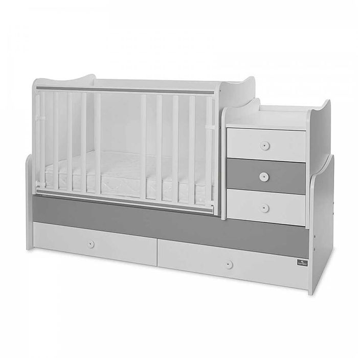 Бебешко легло LORELLI Maxi Plus 70/160 Бяло/Stone Grey + Матрak