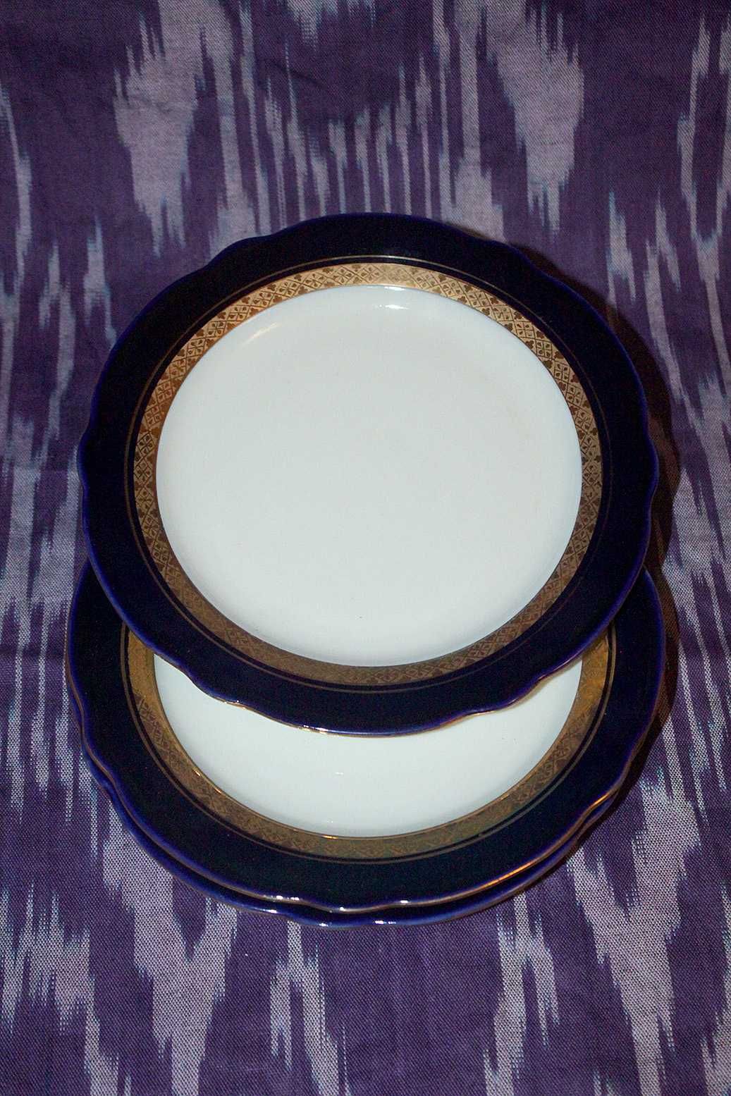 Тарелки пирожковые ЛФЗ кобальт с золотой полосой (6 штук)