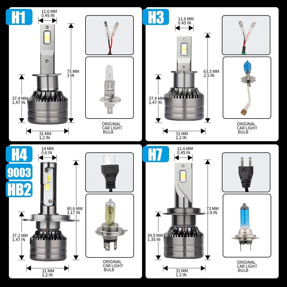 LED Крушки за Кола H4 H7 H1 50W, 6000K, CSP Чипове