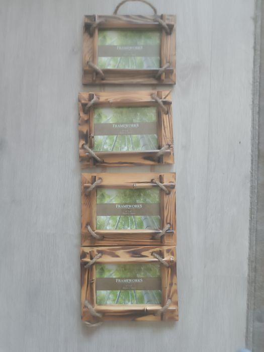 Набор фоторамок настенный подвесной из натурального дерева