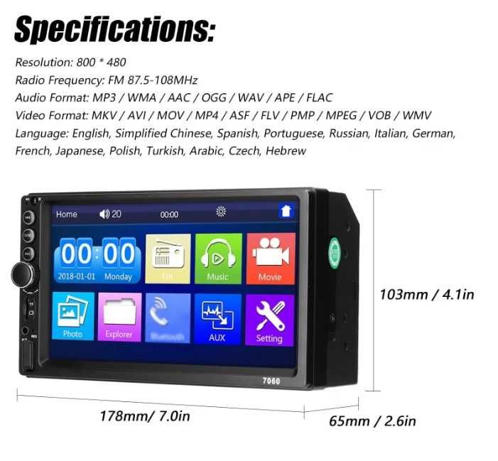 Super oferta! Navigatie universala auto mp5 2DIN 7 INCH noua la cutie!