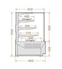 Vitrină neutră cofetărie LCC Carina 03 SQR 1.4 m