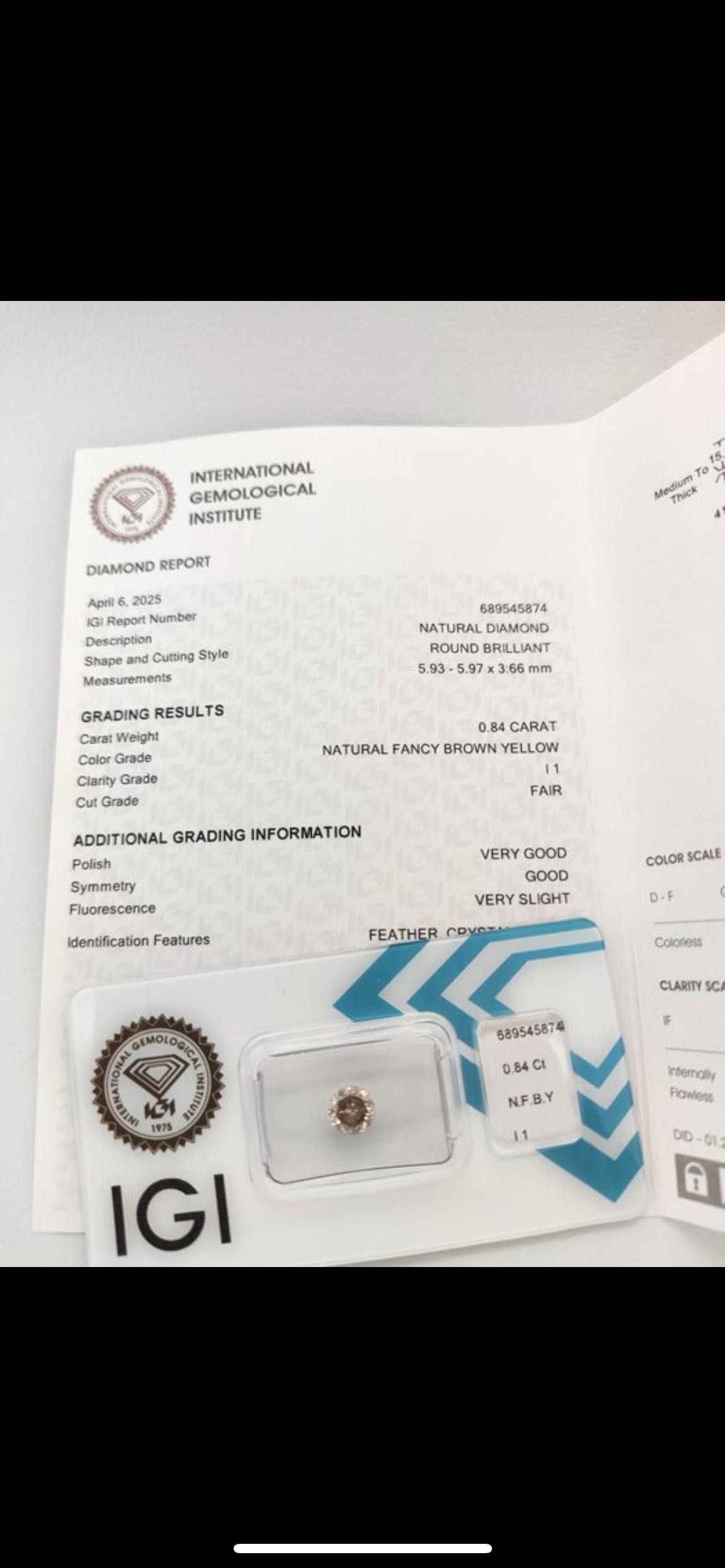 Diamant natural 0,84 ct