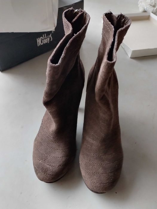 Комплект боти и чанта през рамо естествен велур