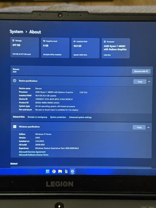 Vand Leptop Lenovo Legion 5