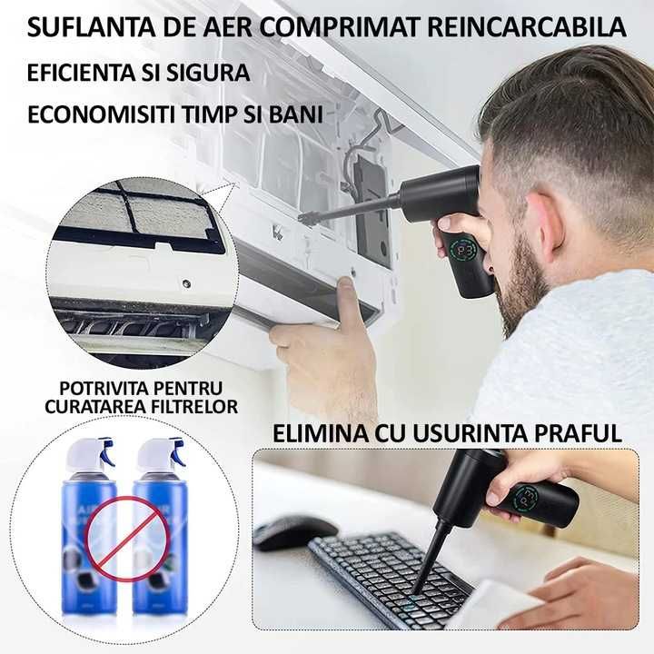 Вентилатор със сгъстен въздух и прахосмукачка 2 в 1