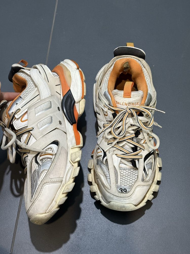 Balenciaga White and Orange Mesh Track