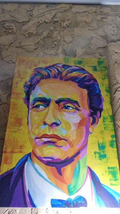 Портрет на Васил Левски нарисуван ръчно на платно