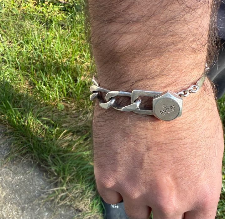 Brățară barbateasca Gucci din argint 925 – zale groase, design de lux
