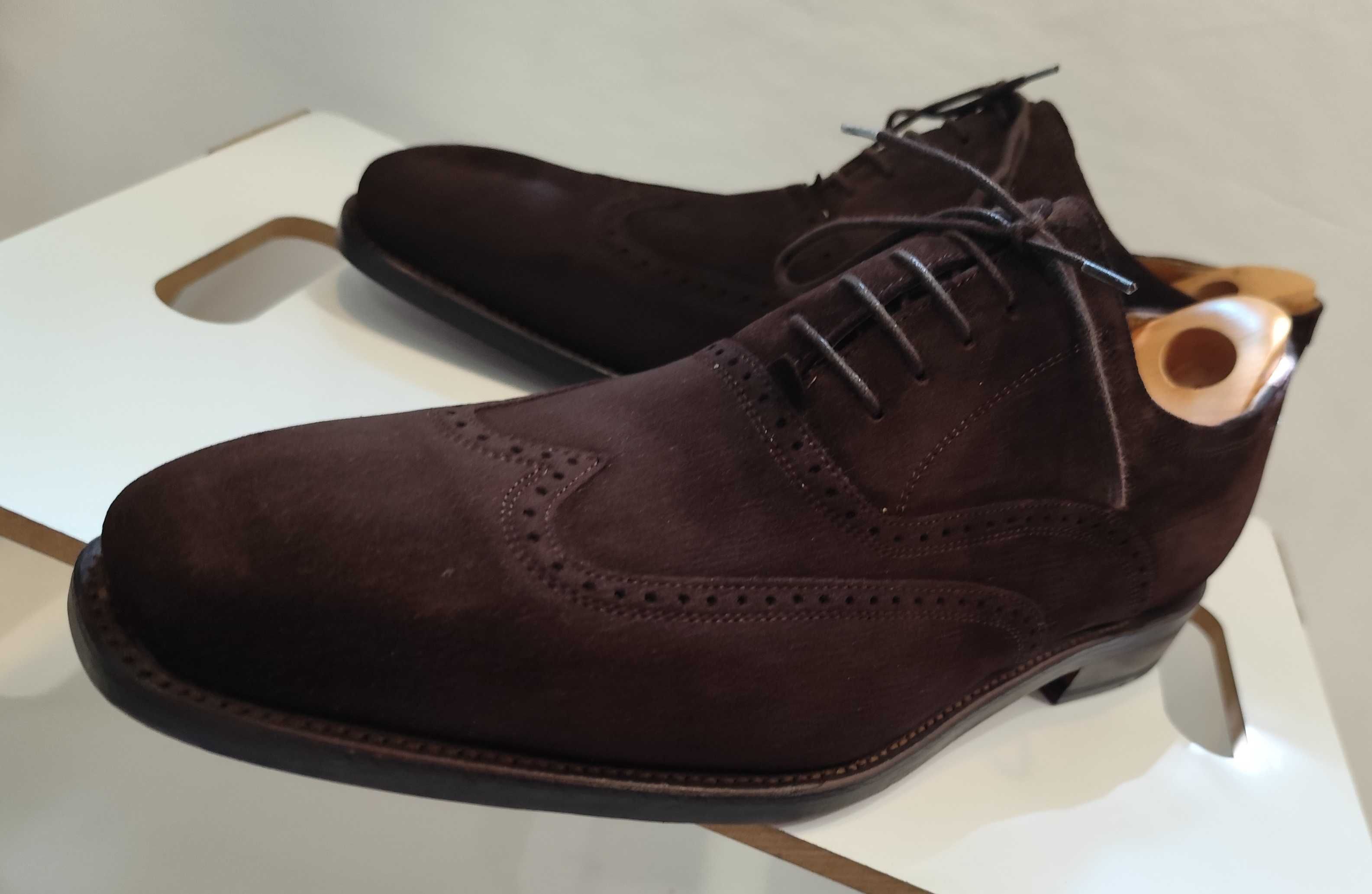 Pantofi oxford de lux 46 46.5 lucrati manual L. Lamertazzi NOI piele