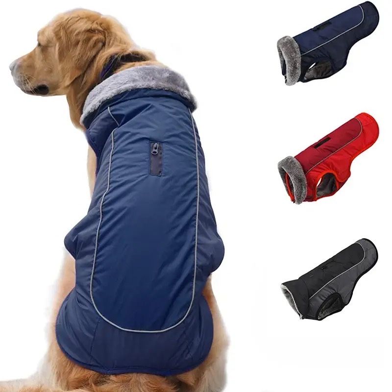 Кучешка дреха яке елек за куче плюшено кучешко палто синьо