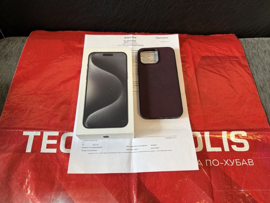 КАТО НОВ 256GB iPhone 15 Pro Max Технополис Гаранция 2025 Black /Черен