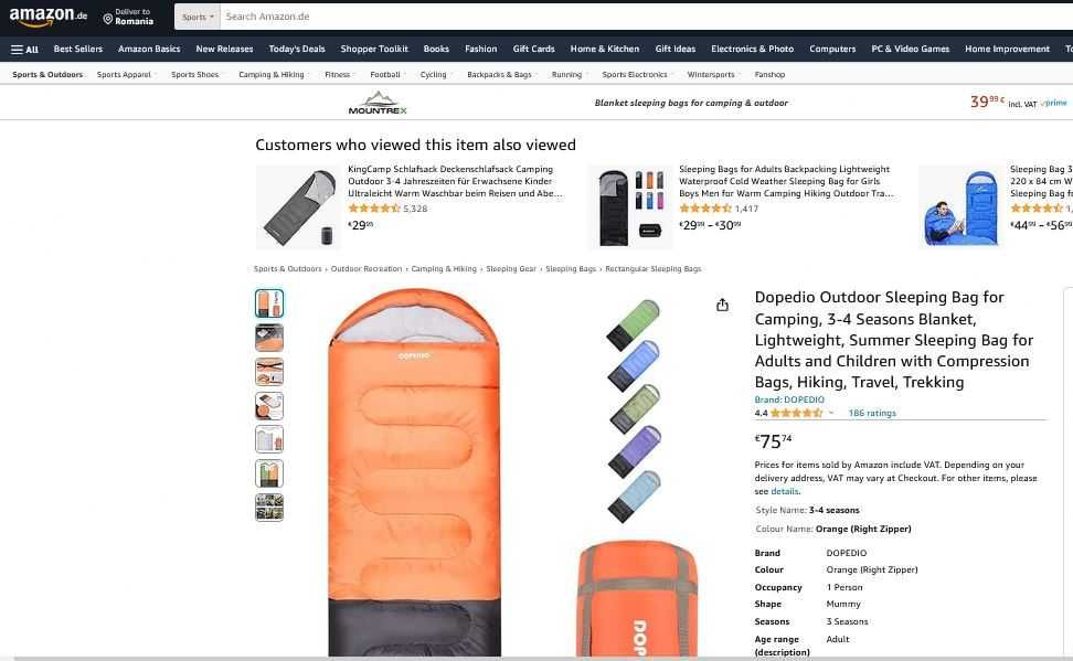 Sac de dormit, Dopedio, 220 x 81cm