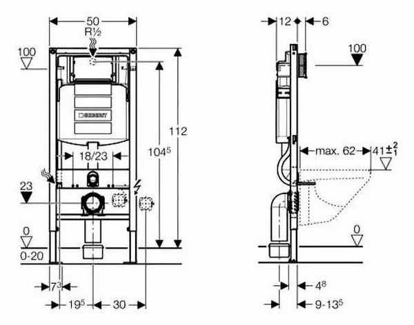 Инсталляция для унитаза GEBERIT  Duofix из Швейцарии! Бренд  GEBERIT.