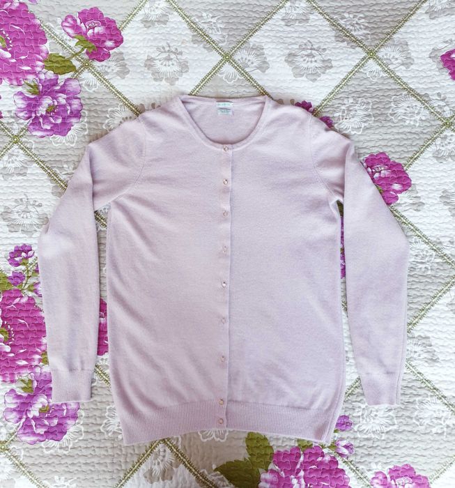 Cardigan pulover roz angora lana Benetton