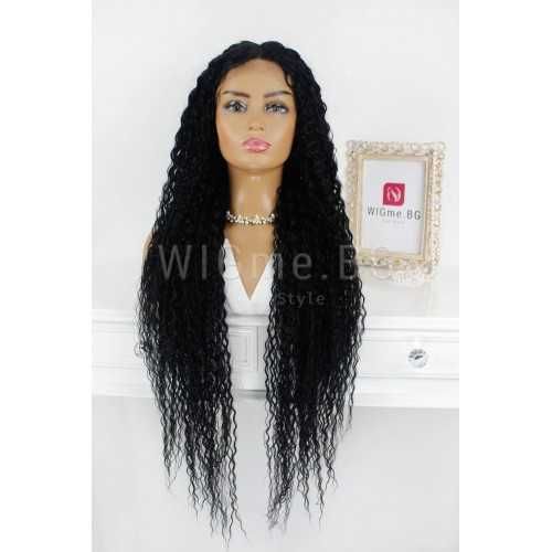 Дълга черна къдрава лейс фронт перука Бианка