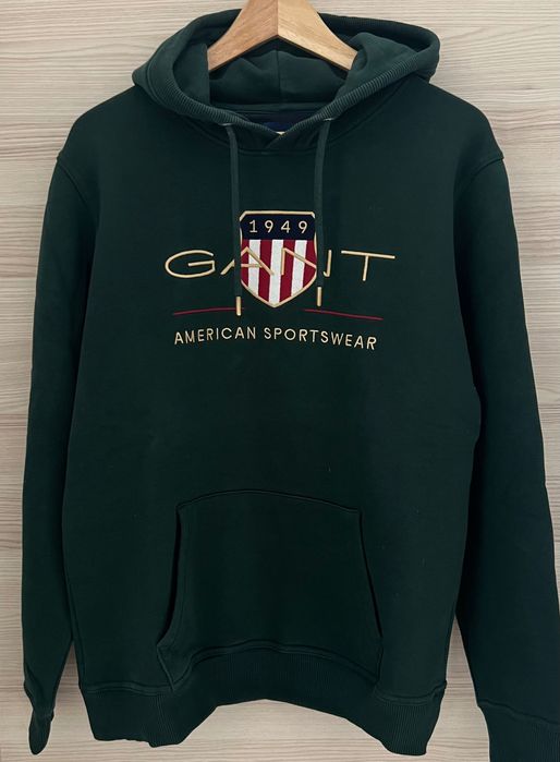 GANT hanorac barbati verde logo brodat hoodie sweatshirt