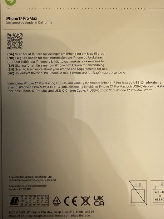 Iphone 17 Pro Max 2TB Нов
