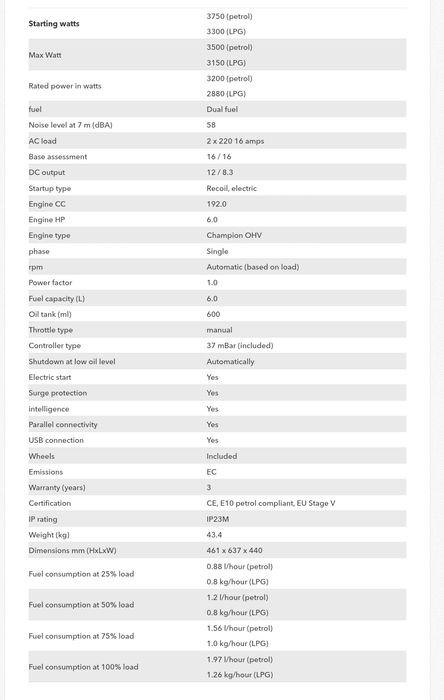 Генератор за ток 3.5кВ Champion