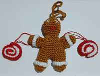 Turtă Dulce / Gingerbread, croșetat manual, decorațiuni Crăciun