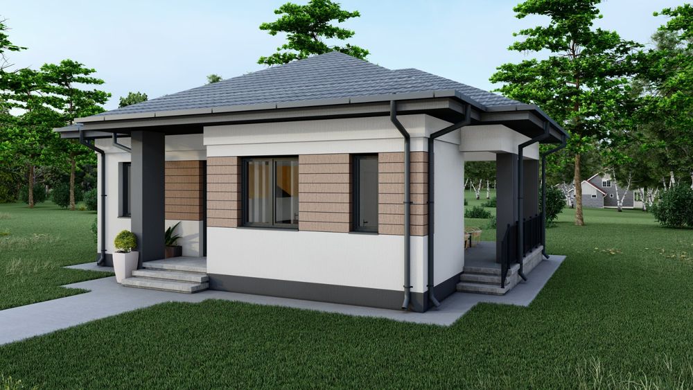 Case cu două dormitoare dining și baie bucătărie