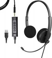USB слушалки за кол център с шумопотискащ микрофон и усб саунд карта