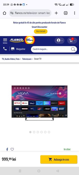 Vând Televizor Smart LED Vision Touch