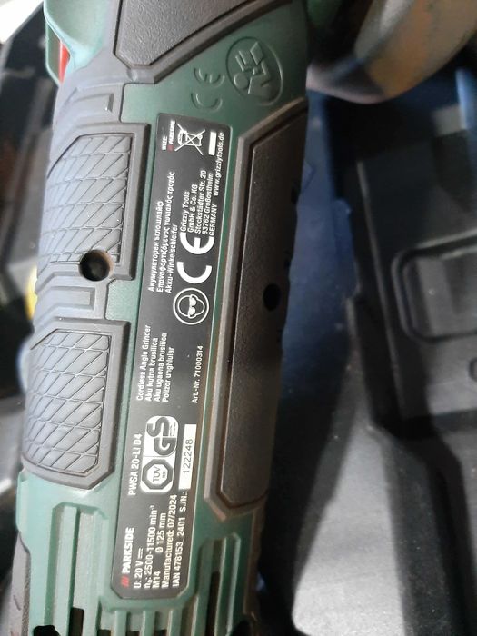 Нов Ъглошлайф на батерия Parkside PWSA 20-Li, Пълен Комплект