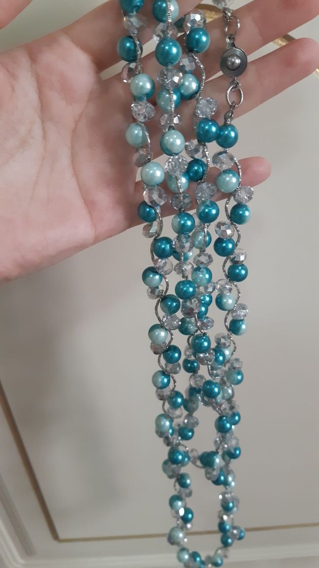 Голубое ожерелье из страз | или для по плетения на волосы| бижутерия