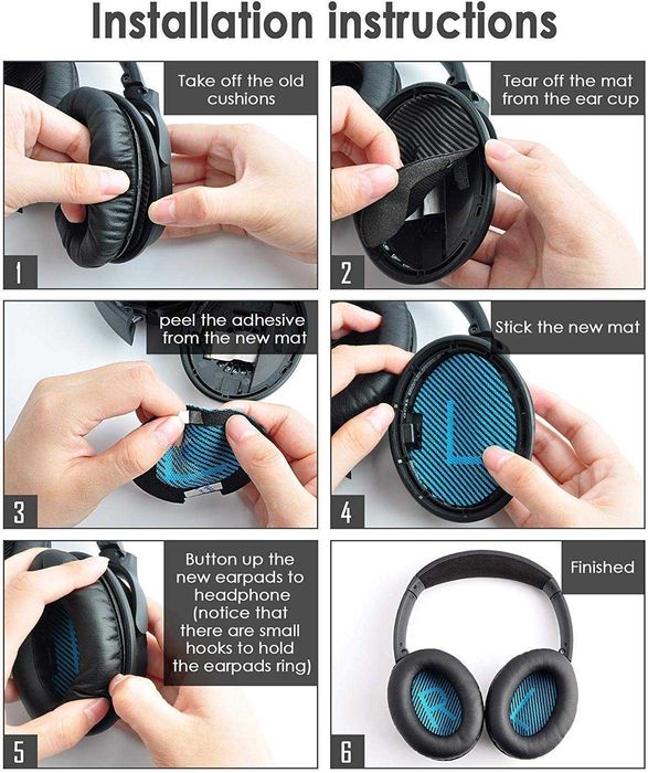 Set 2 bureti + Banda superioara pentru casti Bose QC25 QC35 II/I