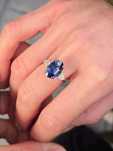 Inel de aur alb cu safir si diamante