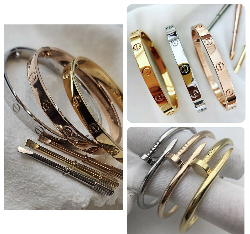 Гривни Cartier Love с отвертка, гривна Пирон Cartier Juste un Clou
