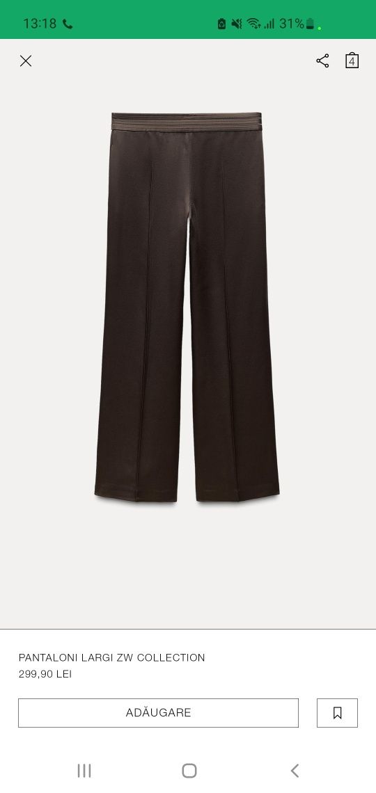 Pantaloni cu talie inalta Zara .