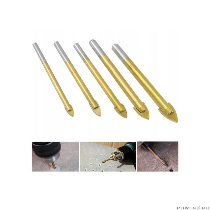 Set burghie pentru sticla si ceramica, 4-10 mm, 5 piese, Verke