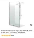 NOU Paravan dus walk-in Aqua Roy ® INOX, sticla 8 mm clara, securizata