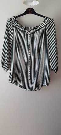 H&M блуза на райета (бяло, зелено) с 3/4 ръкави, р-р 36 / S