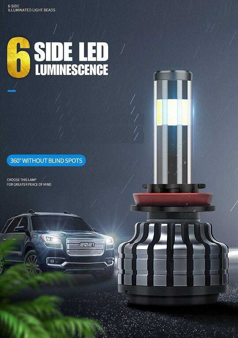 Комплект 360° COB LED крушки за фарове H4, 12V 80W, 16000 lm, Canbus