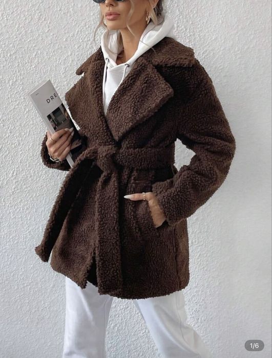 Кафяво палто Teddy bear с колан