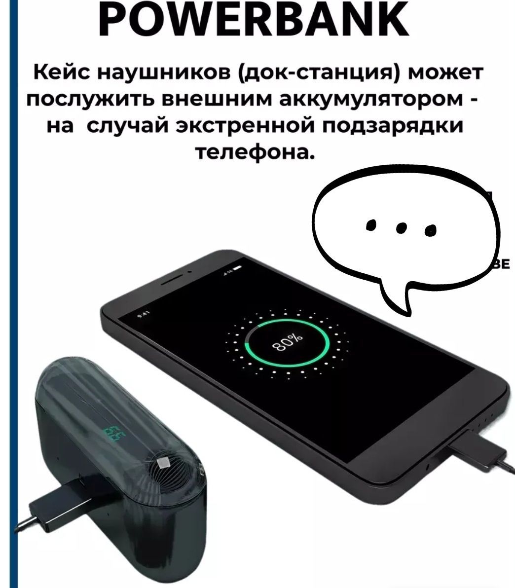 бесппроводнве наушники- powerbank 2 в1 новый