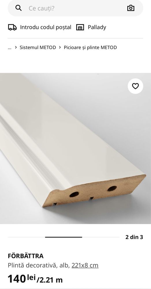 Plinta decorativa Ikea bucatarie alba 221x8cm | Pret pe ikea 140 lei