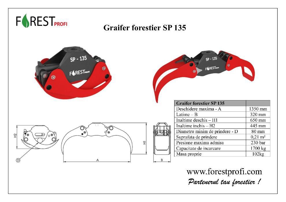 Graifer forestier SP 135 deschidere 1350mm