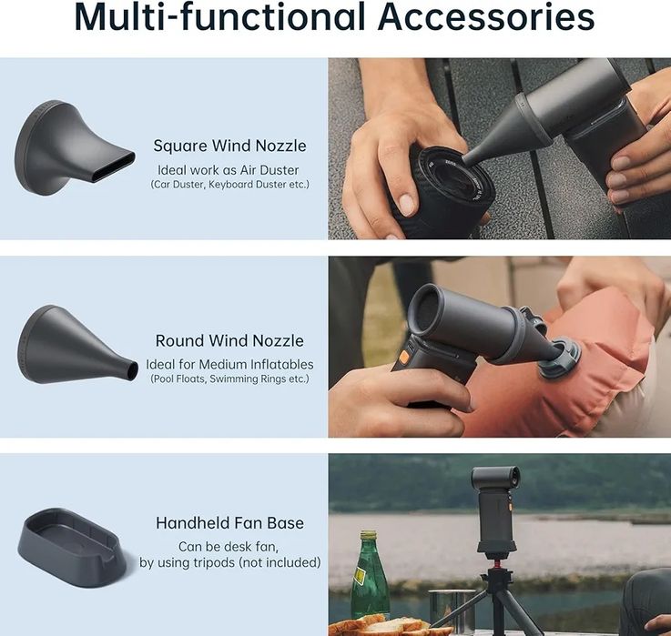 JISULIFE ventilator portabil cu 100 trepte de viteza 9000 mAh