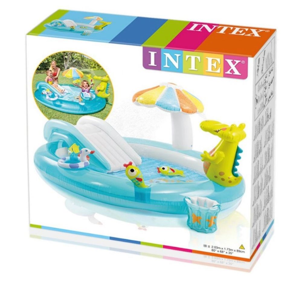 Надуваем детски басейн и пързалка Intex